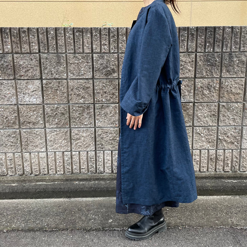 着物リメイクロングコート/濃い青・紬 コート Futari 通販 着物リメイクロングコート/濃い青・紬 コート Futari 通販