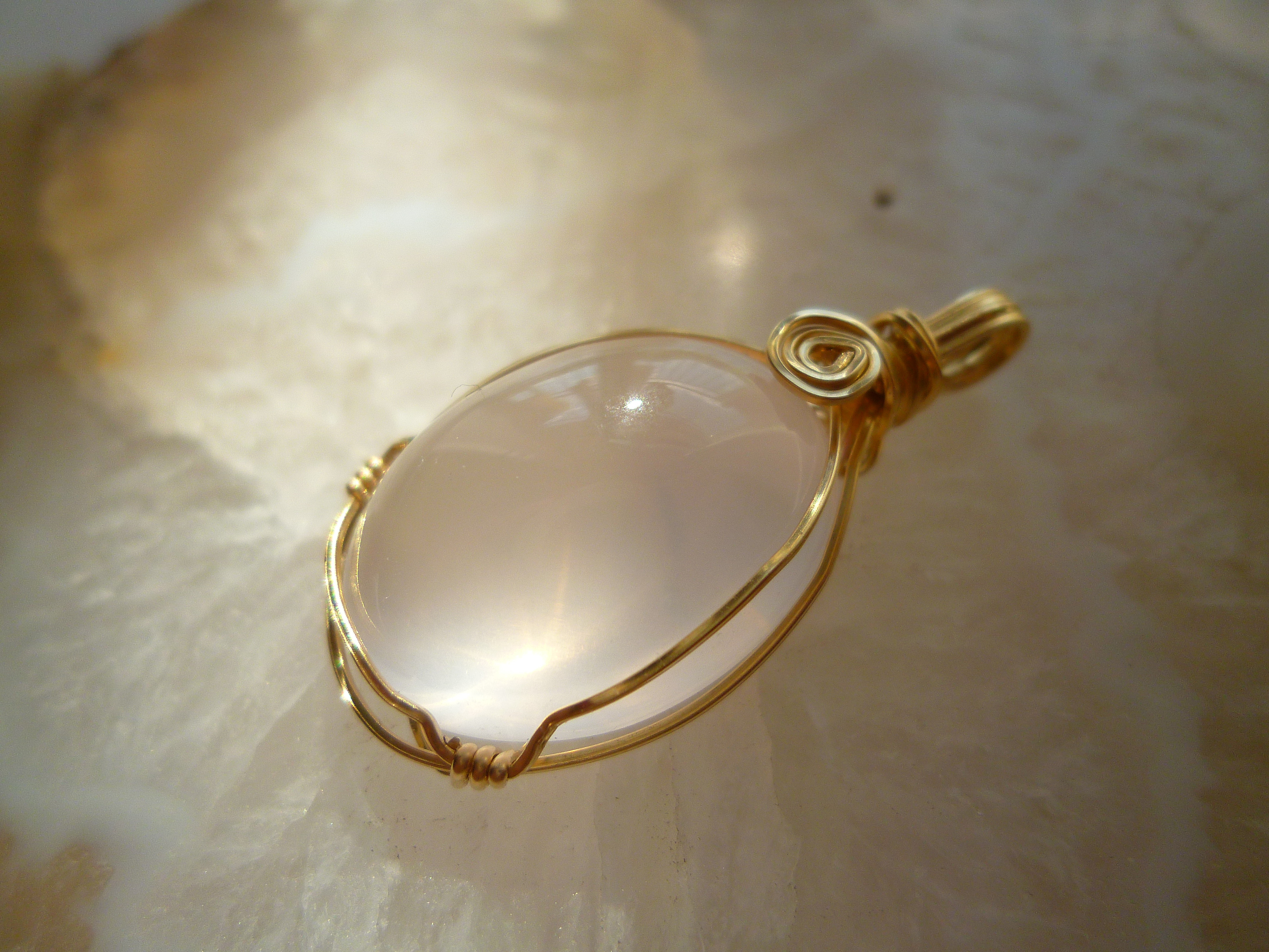 14kgf ローズクォーツ 紅水晶　ゴールドフィルド ペンダント  ペンダント