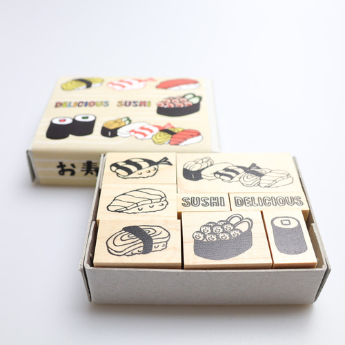 お寿司はんこセット＊ラバースタンプ8個セット＊RS044_y はんこ