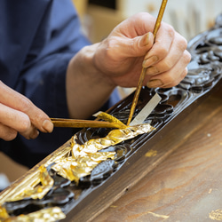BYOBU　長財布　藍色　～京都の金箔押し仕上げ～ 6枚目の画像