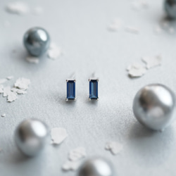 2 件組）藍寶石雪花項鍊和方形耳環 銀 925 第3張的照片