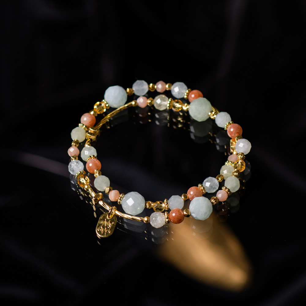 一飲梅花醉// C1306摩根石太陽石雙圈手鍊手鍊慢溫MenWen 的作品