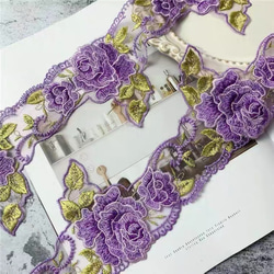1m 高品質 花柄 刺繡 チュールレース　ブレード ハンドメイド素材　手芸　素材 1枚目の画像