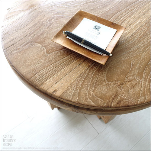 チーク無垢材 ヴィンテージサイドテーブルAnqbo17 丸テーブル 什器