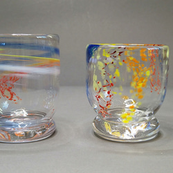 日本酒2個セット虹スパイラルグラスコップRainbow Spiral Sake Glass Set of 2 4枚目の画像