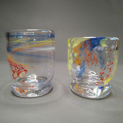 日本酒2個セット虹スパイラルグラスコップRainbow Spiral Sake Glass Set of 2 1枚目の画像