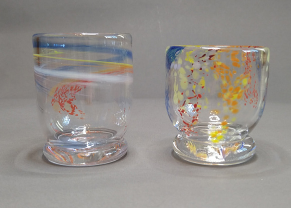 日本酒2個セット虹スパイラルグラスコップRainbow Spiral Sake Glass Set of 2 2枚目の画像