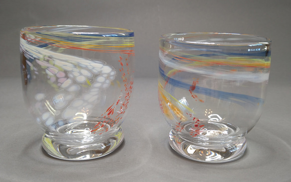 ロックグラス2個セット虹スパイラルRainbow Spiral Rocks Glass Set of 2 4枚目の画像
