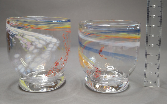 ロックグラス2個セット虹スパイラルRainbow Spiral Rocks Glass Set of 2 5枚目の画像