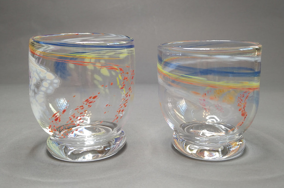 ロックグラス2個セット虹スパイラルRainbow Spiral Rocks Glass Set of 2 3枚目の画像