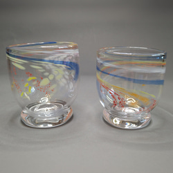 ロックグラス2個セット虹スパイラルRainbow Spiral Rocks Glass Set of 2 1枚目の画像