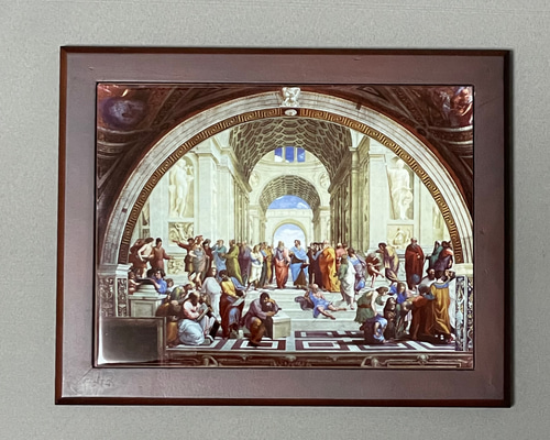 ラファエロ アテネの学堂（アテナイ）フォトタイル木製フレーム付き