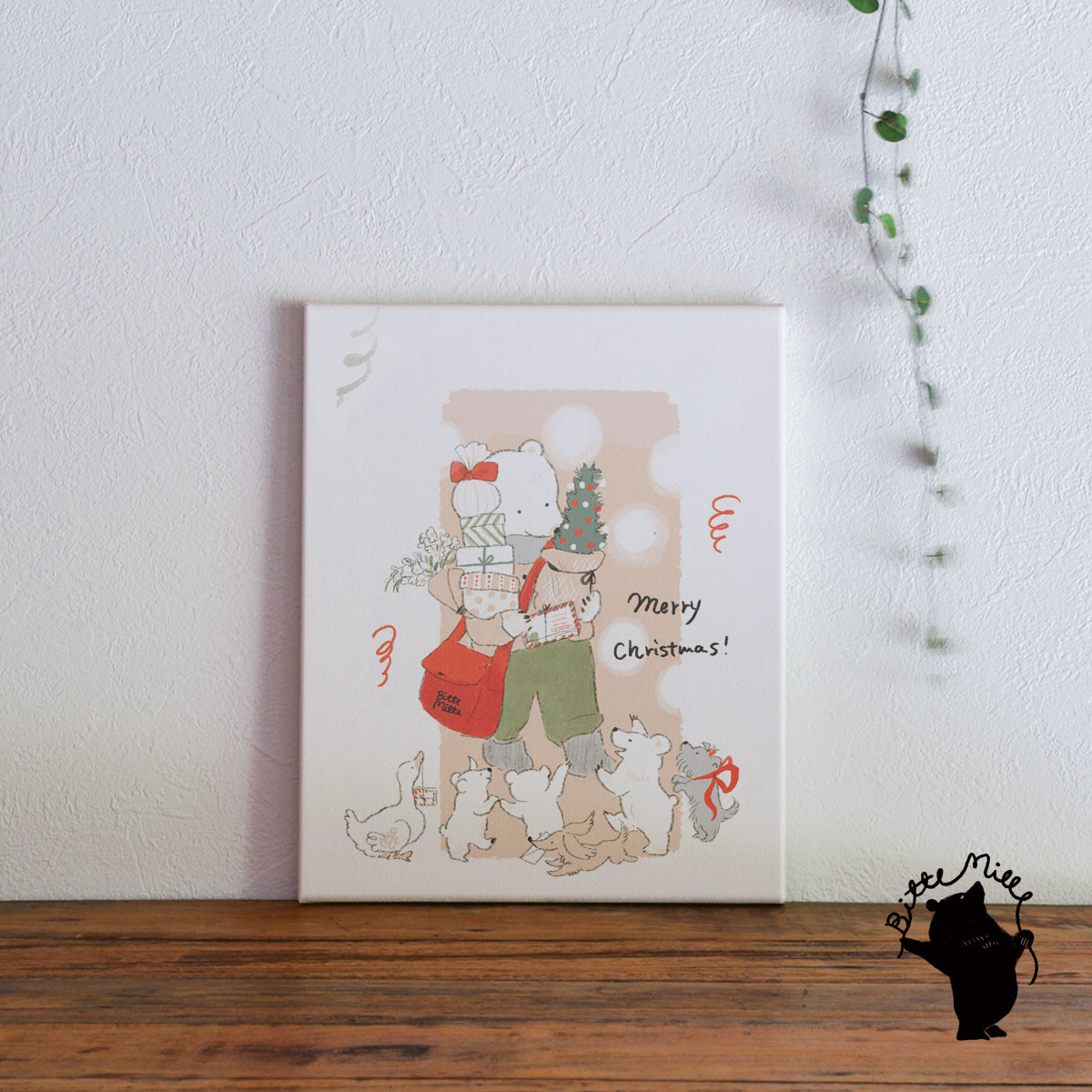 アートパネル ファブリック パネル ボード インテリア 絵画 北欧 冬＊クリスマス サンタクロース