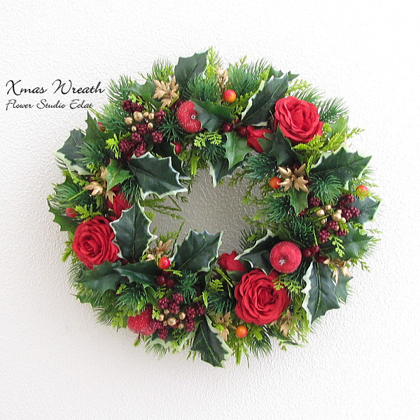 でっかいリボンと赤バラのリンリンクリスマスリース★。.*2023 でっかいリボンと赤バラのリンリンクリスマスリース☆。.*2023