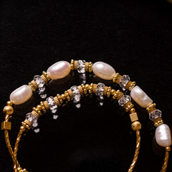 情迷凡爾賽 // C1355珍珠白水晶黃銅雙圈手鍊 第11張的照片