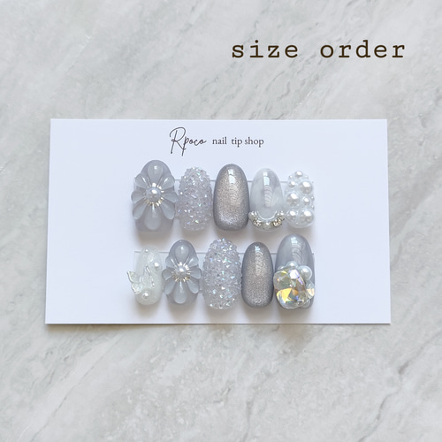 ネイルチップ オーダー ピクシー ガーリー 韓国 パープル マグネット