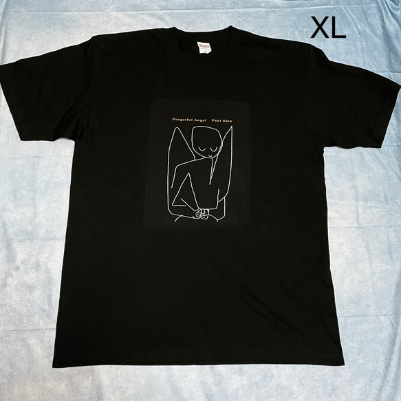 パウル・クレー 忘れっぽい天使 綿5.6オンスTシャツXLサイズ黒 Tシャツ