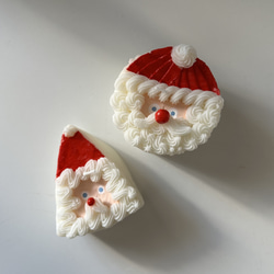 【X'smasパーティーに♡】サンタケーキキャンドル┃　円形/三角形　┃　キャンドルホルダー　クリスマスキャンドル　 4枚目の画像