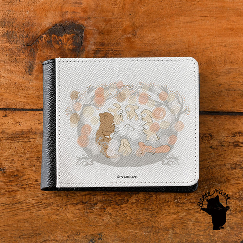受注生産 二つ折り財布 レザー 革 皮＊クリスマス シロクマ うさぎ 