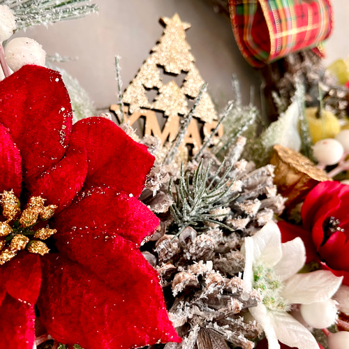 【59】フラワーリース　クリスマスリース　クリスマスツリー No.xmas-14463/大型クリスマスリース23-(1)43x42cm/アーティ