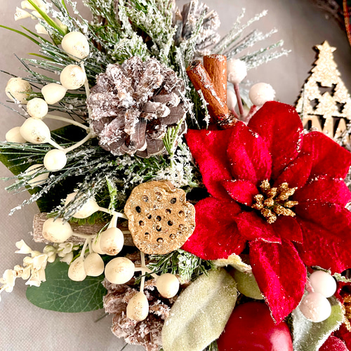 No.xmas-14463/大型クリスマスリース23-(1)43x42cm/アーティフィシャル