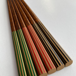 摺り漆の箸 〈金ストライプ・緑〉 5枚目の画像