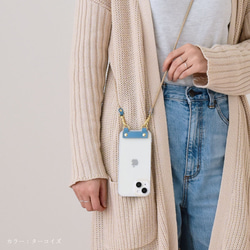 スマホケースショルダー 本革 名入れ 多機種対応 ネームタグケース 縦吊り2 シュリンクレザー リアケース クリアケース 7枚目の画像