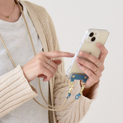 スマホケースショルダー 本革 名入れ 多機種対応 ネームタグケース 縦吊り2 シュリンクレザー リアケース クリアケース 11枚目の画像