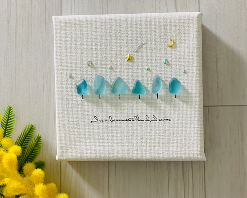 シーグラスアート インテリア雑貨 壁掛け 置物 北欧 観葉植物