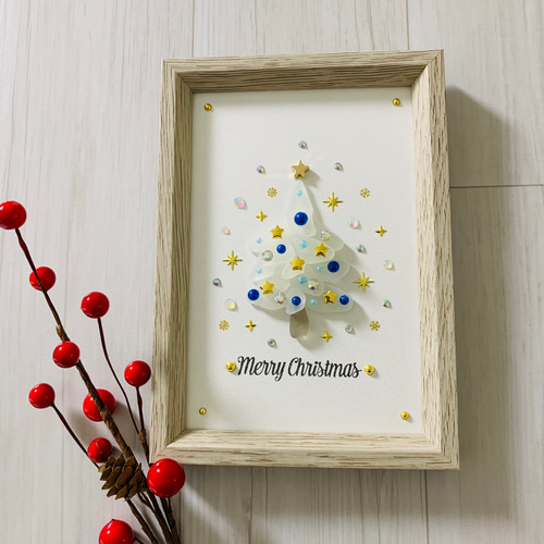 シーグラスアート クリスマスツリー インテリア雑貨 北欧 ウェルカム