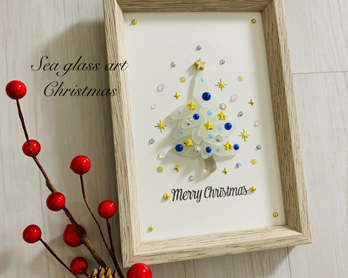 シーグラスアート クリスマスツリー インテリア雑貨 北欧 ウェルカム
