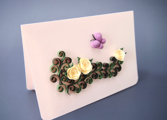 薔薇と蝶々のメッセージカード 2枚目の画像