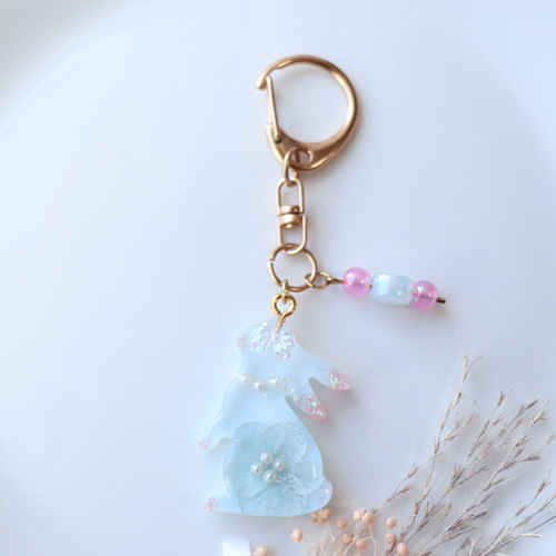 紫陽花 うさぎ キーホルダー レジン キーホルダー まなまま 通販
