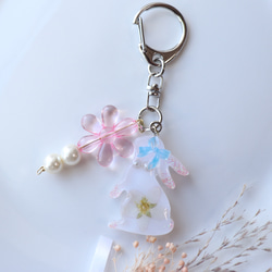 【1446】レジン　うさぎ　チャーム　キ―ホルダー　ハンドメイド 1446】レジン うさぎ チャーム キ―ホルダー ハンドメイド