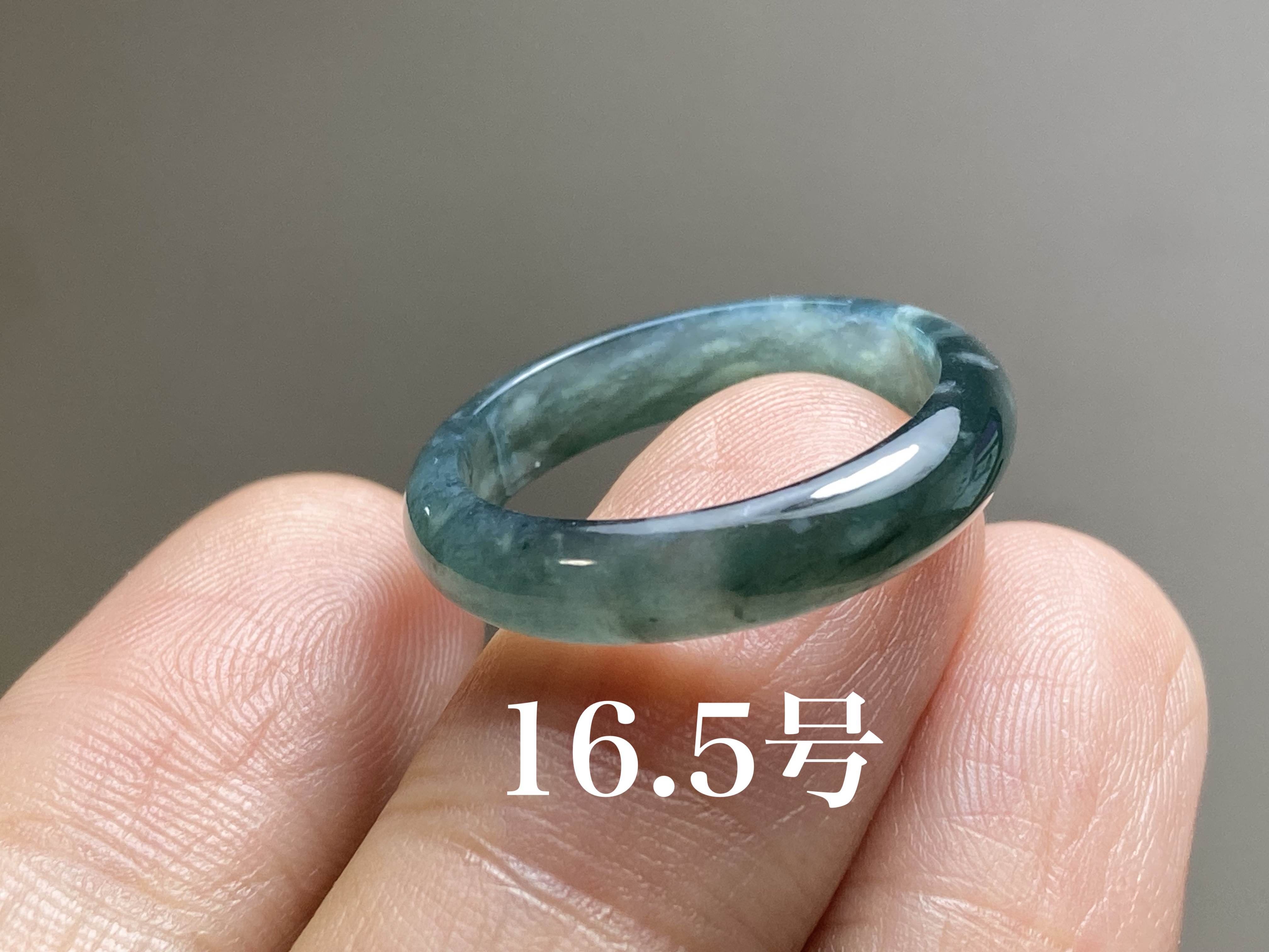 L3-60 氷糯種 青緑色 16.5号 天然ドグアテマラ産 藍水 A貨 本翡翠