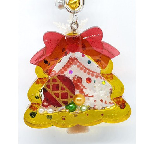 ハンドメイド クリスマスツリーシェイカーキーホルダー