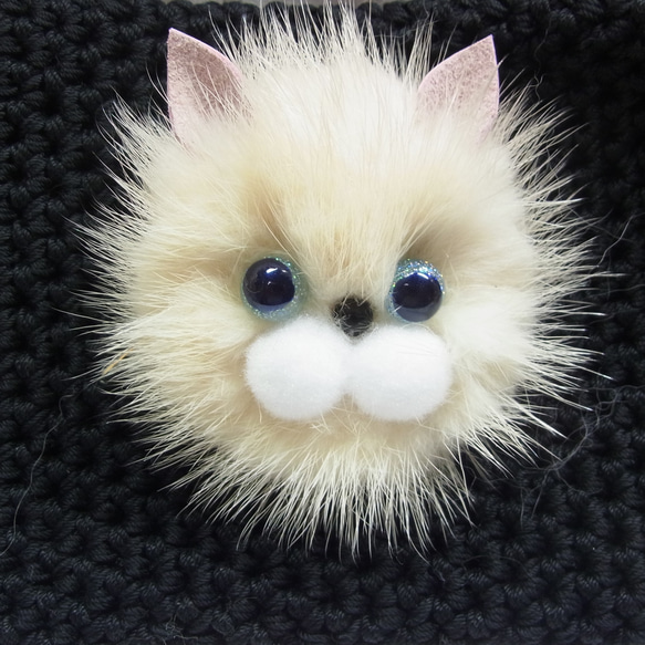 ブローチ 猫 ミンクファー ブサカワ猫 アイボリーno,1 ブローチ