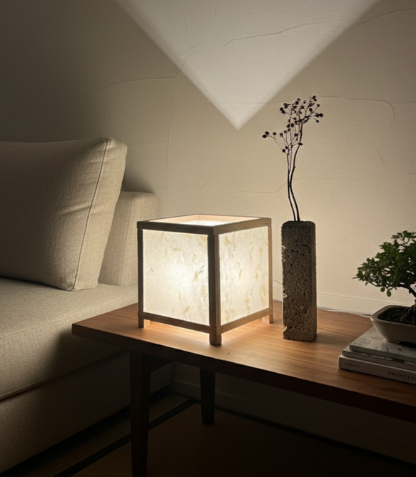 SHIKAKU 行燈（手漉き和紙仕様)/SHIKAKU ANDON(tesukiwashi) スタンド