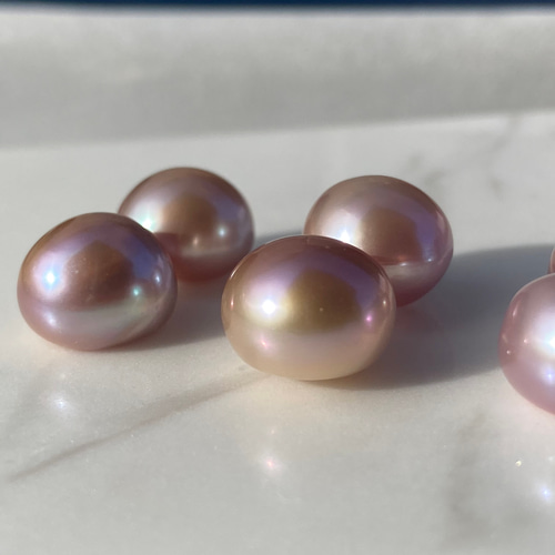 大きめ✨11-13mmパープル✨大粒✨シンプル✨淡水パールピアス