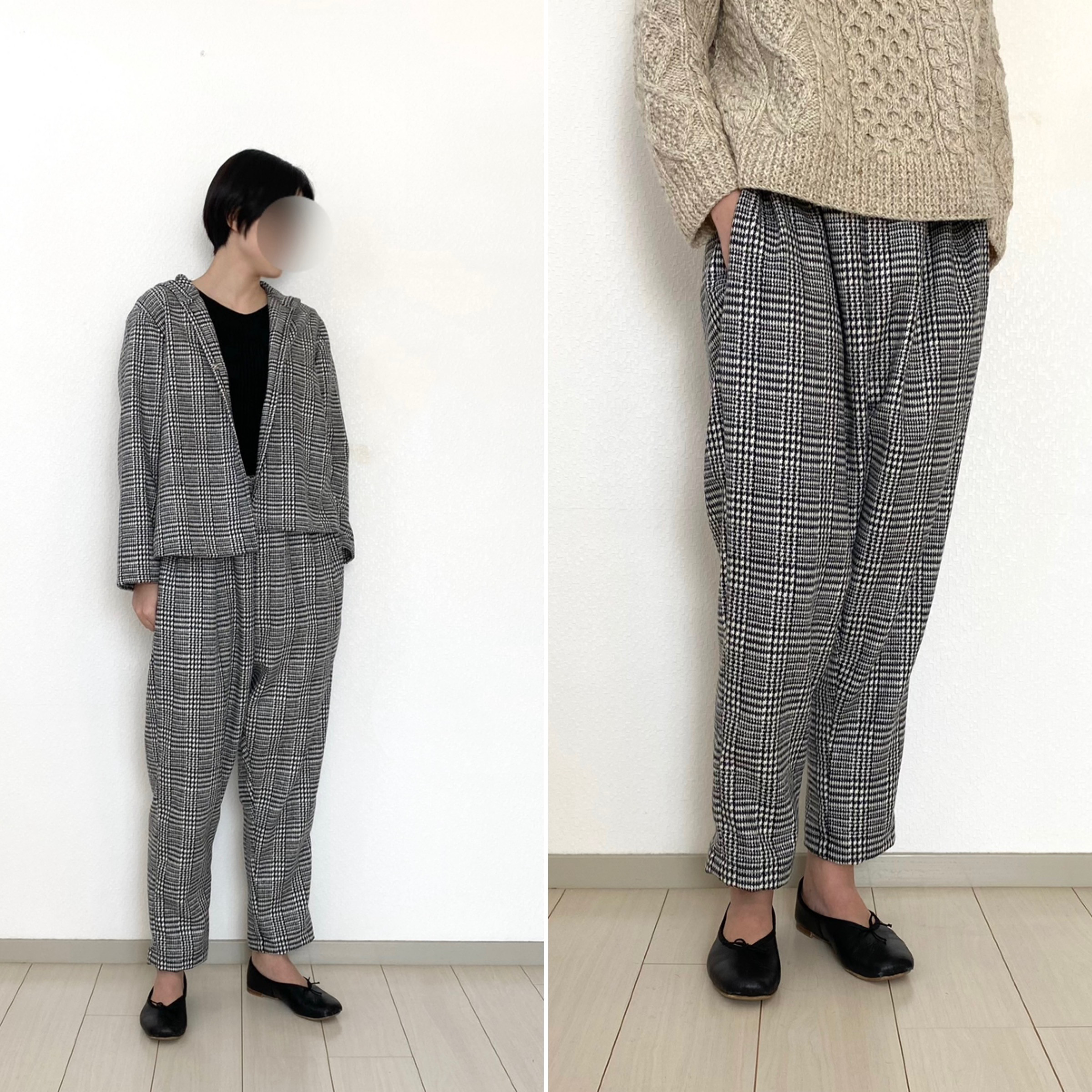 受注　上質アンゴラ混ウール　テーパードシルエット　サルエルパンツ