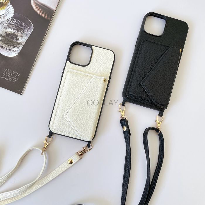 ♡牛革♡ シンプル 無地 iphoneスマホショルダーケース カード収納15pro 15 14 13 12 11