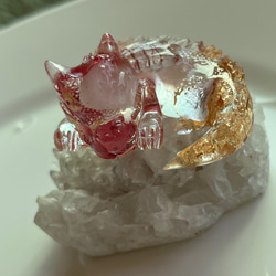 オルゴナイト フレンチブルドッグ ホワイト 水晶 パールアカシア 金箔  