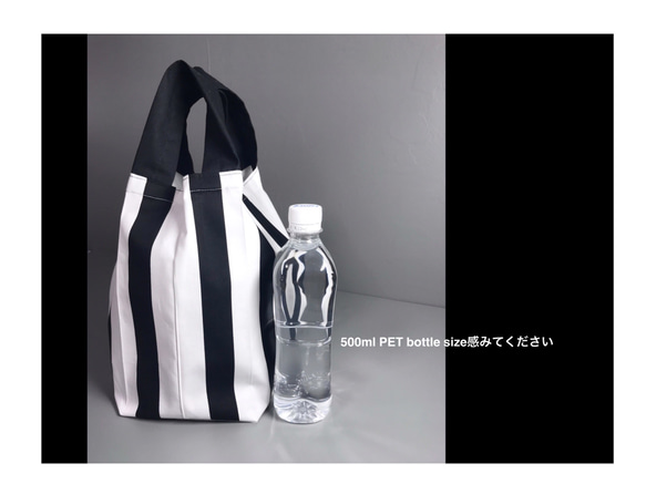 受注製作*  エコバッグ　simple eco bag* ストライプ　+  check柄　mini mini size 2枚目の画像