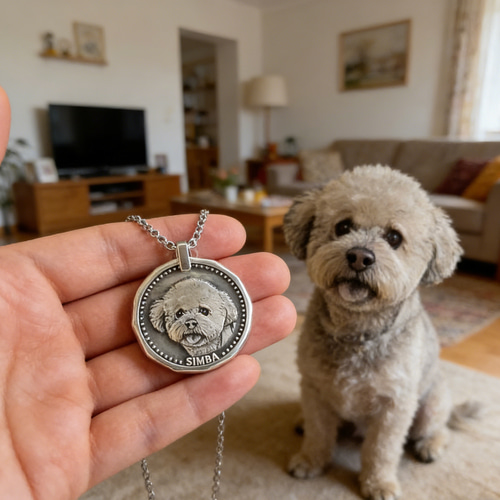 うちの子純銀ネックレス｜写真から作る犬猫の似顔絵コインペンダント