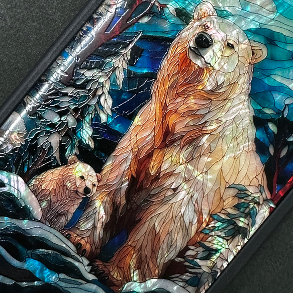 クリスマス メッセージ・名入れ可 天然貝シェル iPhone 15 北極熊 全機種対応 ケース 耐衝撃カバー 041 8枚目の画像