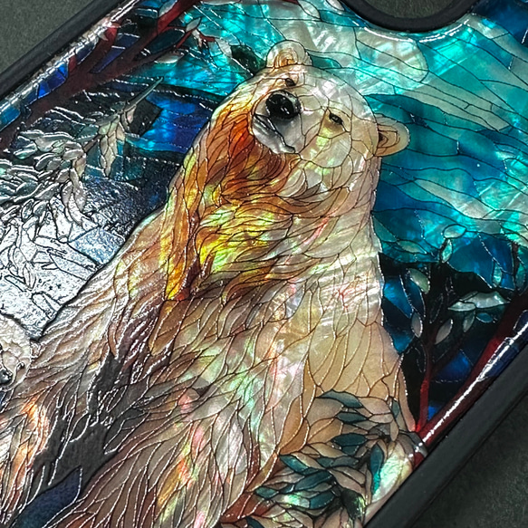 クリスマス メッセージ・名入れ可 天然貝シェル iPhone 15 北極熊 全機種対応 ケース 耐衝撃カバー 041 6枚目の画像