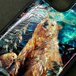 クリスマス メッセージ・名入れ可 天然貝シェル iPhone 15 北極熊 全機種対応 ケース 耐衝撃カバー 041 9枚目の画像