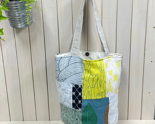 パッチワーク マルシェバッグ＊ミナペルホネン ミナペルホネンのパッチワークのバケツバッグ バケツバッグ *Tea