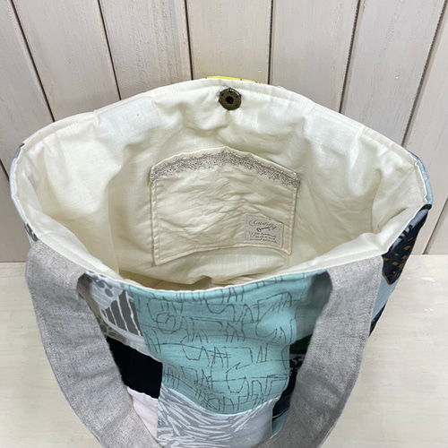 ミナペルホネンのパッチワークのバケツバッグ バケツバッグ *Tea