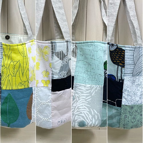 ミナペルホネンのパッチワークのバケツバッグ バケツバッグ *Tea